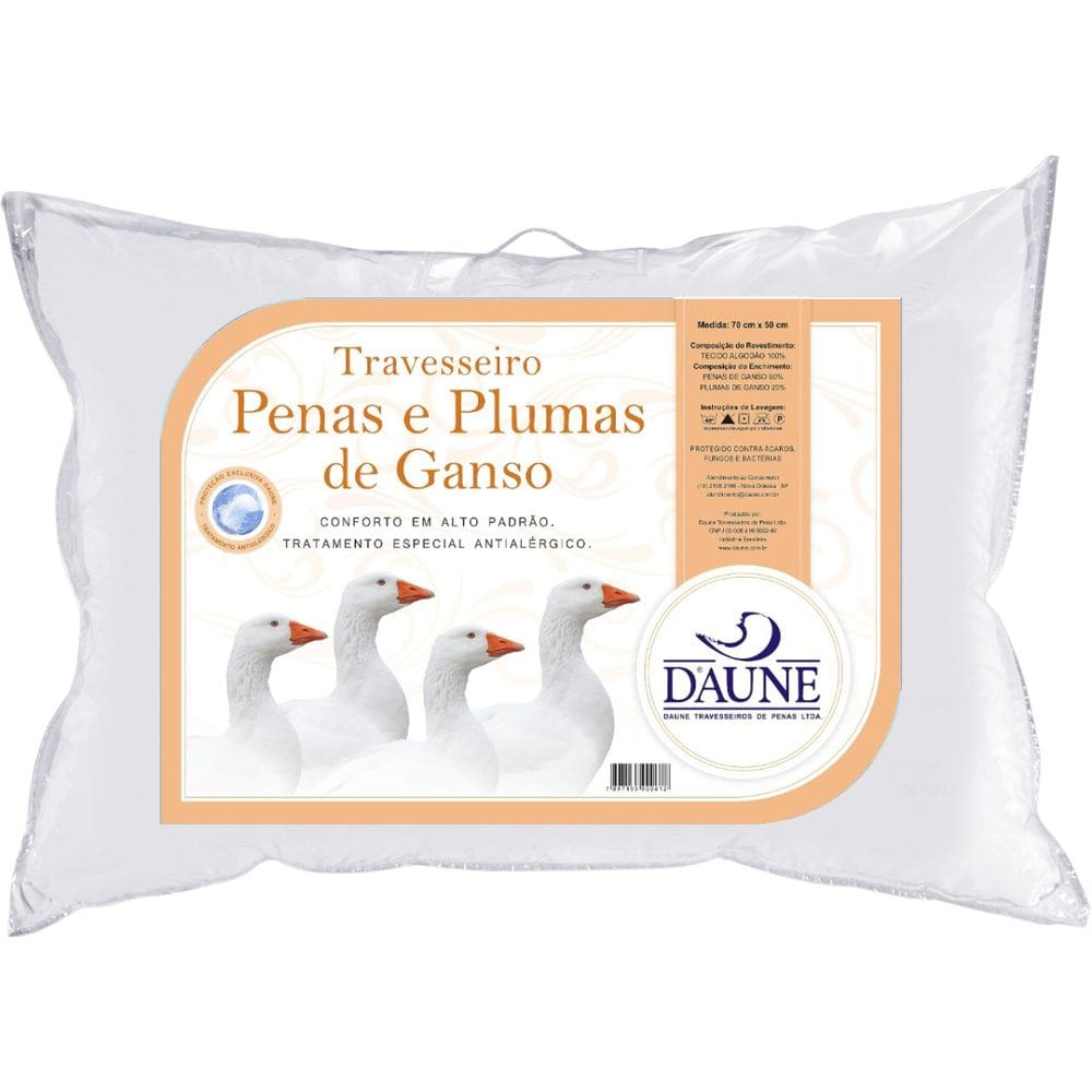 Travesseiro 20% Pluma De Ganso 80% Pena De Ganso Daune 50x70