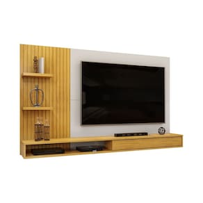 Painel Suspenso Frisos Decorativos Sala Estar TV Até 60 Polegadas 1 Porta 2 Prateleiras Bento