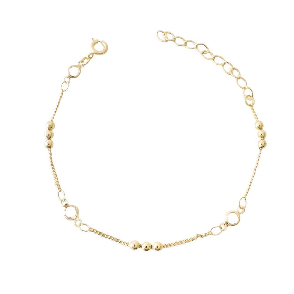 Pulseira Bolinhas e Zircônias Cristais Banhada a Ouro