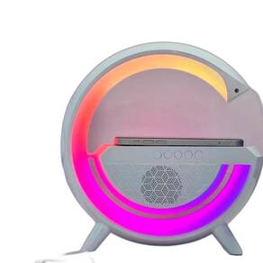 Luminária De Mesa Rgb Bluetooth Com Som Carregador Indução