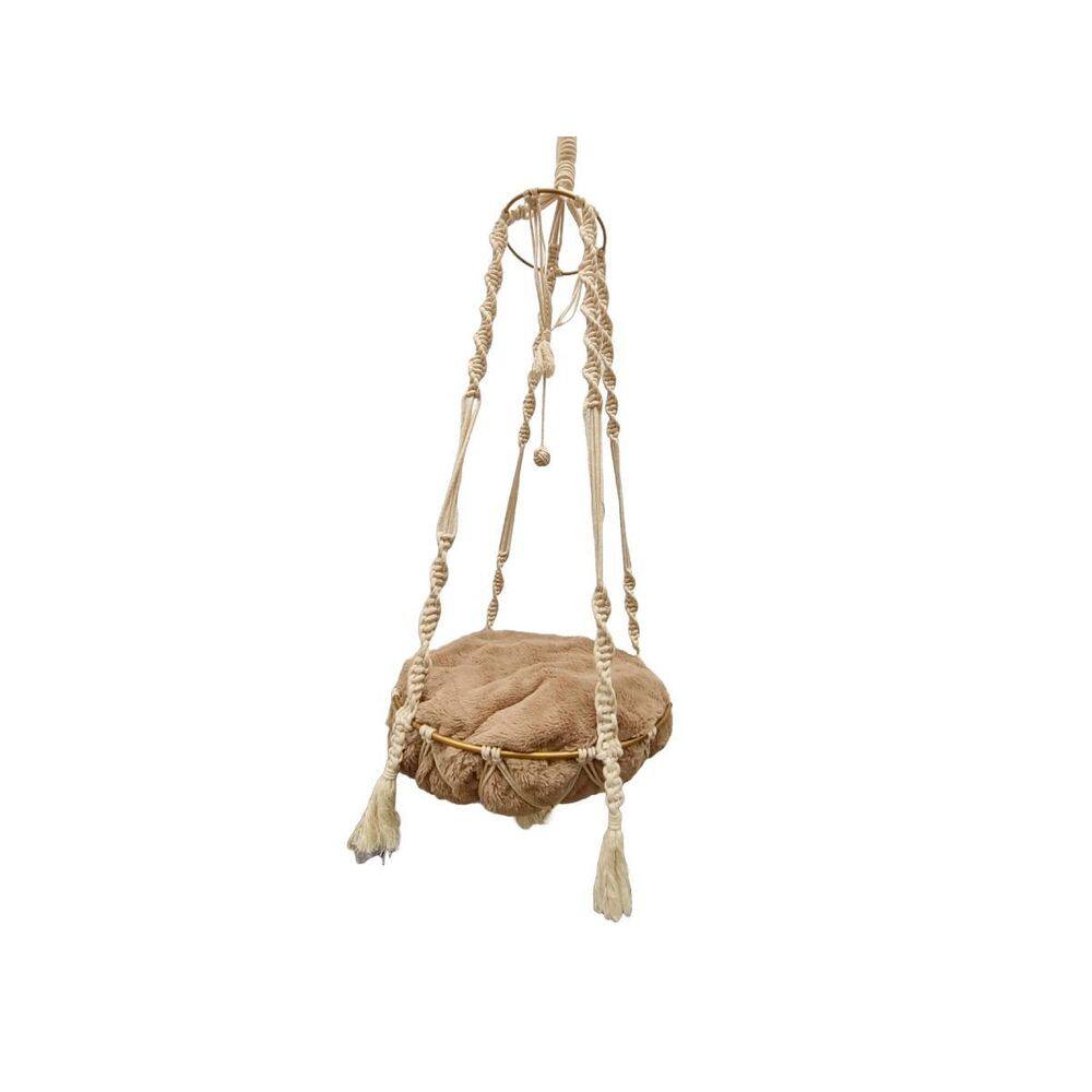 Cama Suspensa Para Gatos Luxuosa Bege Caminha Almofada