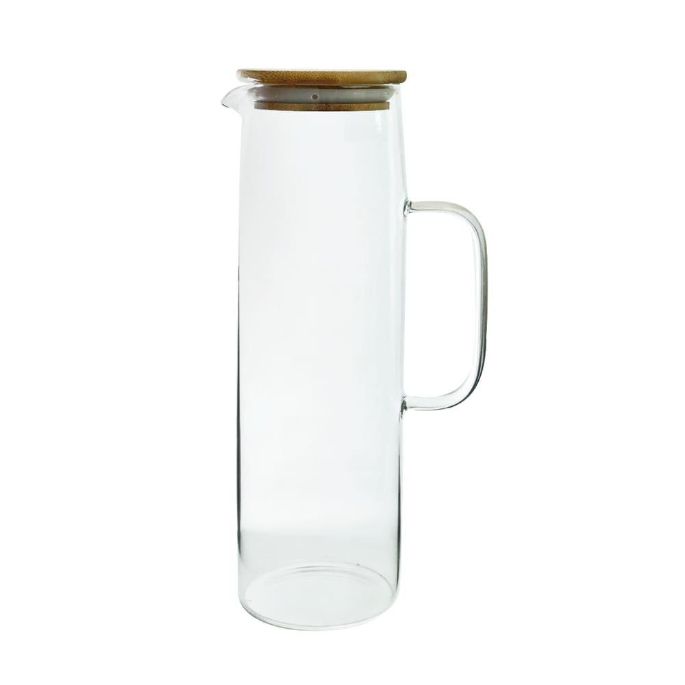 Jarra De Vidro Com Tampa De Bambu 1,5Litros