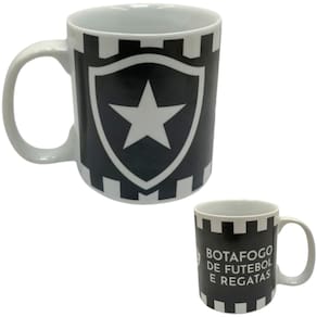 Caneca Botafogo Porcelana Branca 320ml Oficial Estrela Solitária
