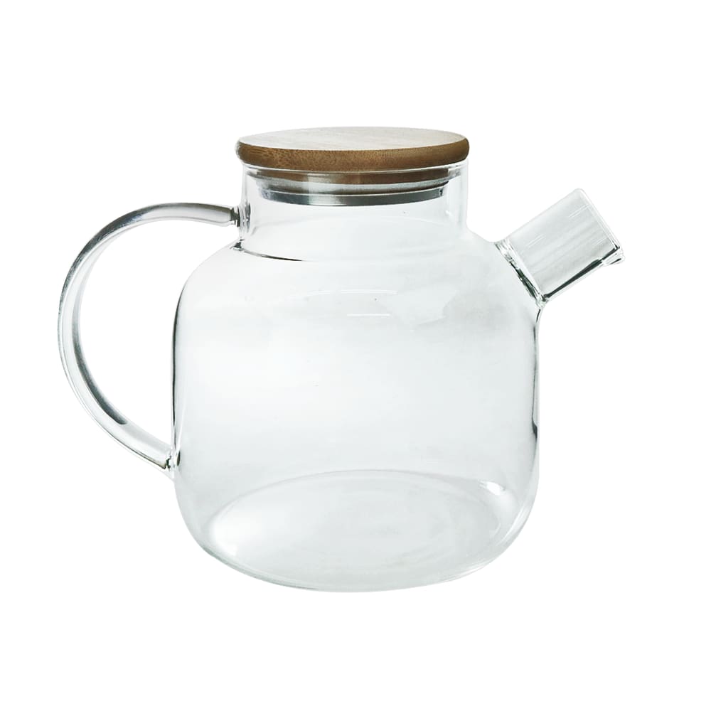 Chaleira De Vidro Com Tampa De Bambu 1,3 Litros