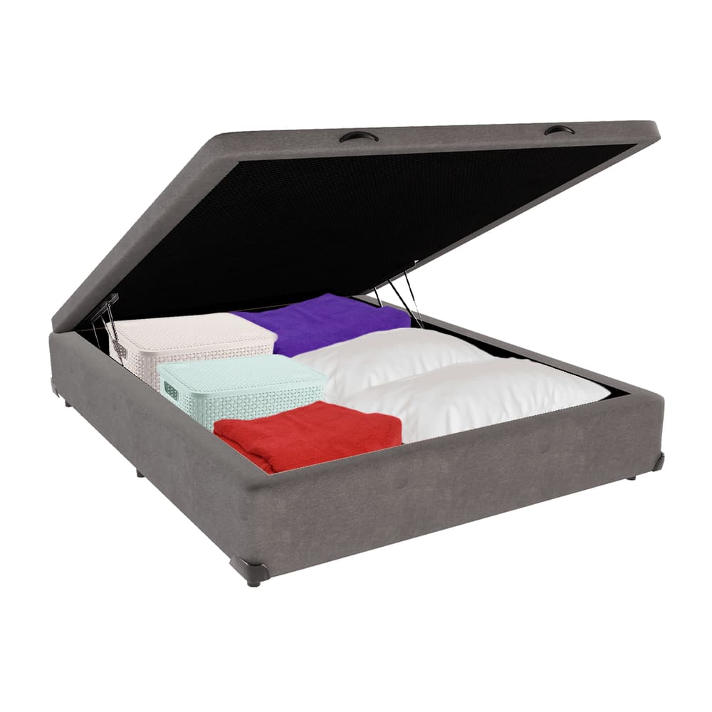Cama Box Baú Viúvo 128x188 Cinza