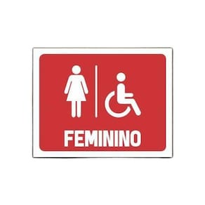Placa de Banheiro Feminino Acessibilidade Deficiente 18x23cm