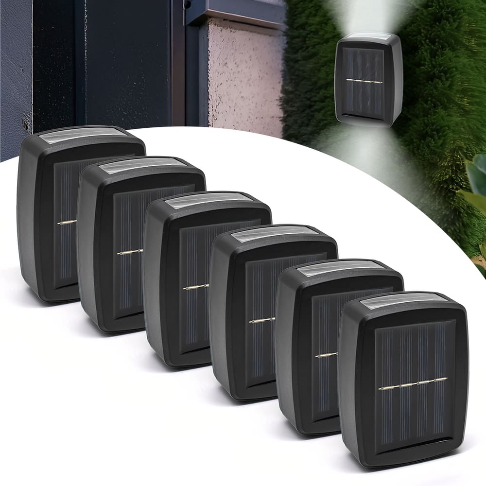 Kit 6 Arandela Solar Slim 2 Focos Luminária Parede Luz Frio