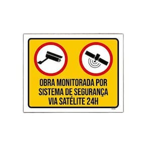 Placa Sinalização Obra Monitorada 18x23 - PSAI 2mm