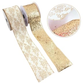 Kit 2 Fita Natalina Rose Dourada 6Cmx9M Natal Decorativa