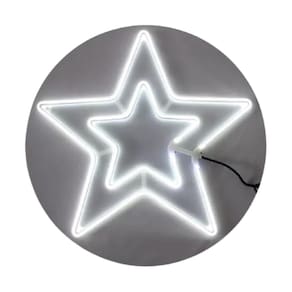 Pisca Pisca Natal Estrela Neon Branco Frio 8 Funções 127V