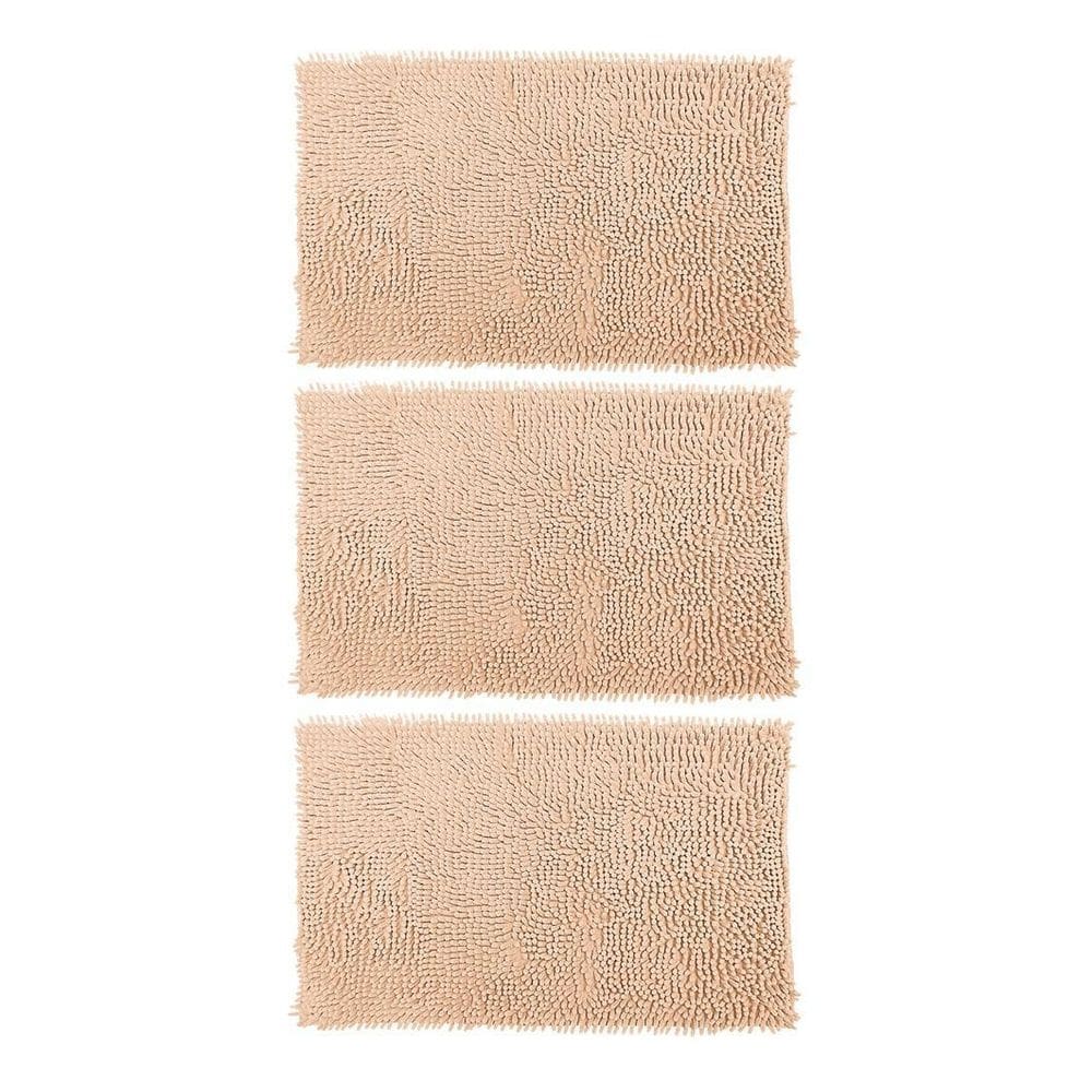 Kit 03 Tapetes De Banheiro Microfibra Bolinha 58X38Cm Bege