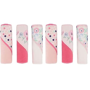 Toalhas com capuz Cudlie Buttons & Stitches Baby Girl, pacote com 6
