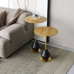 Conjunto Mesa de Canto Asti 65x40x40cm Lamina Natural
