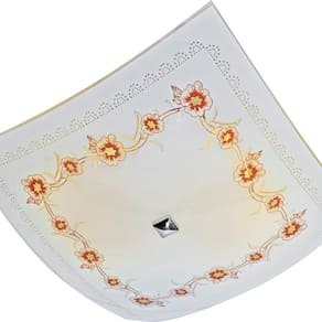 Plafon Vidro Quadrado 25x25 P/ 2 Lampadas E-27 Primavera Fosco