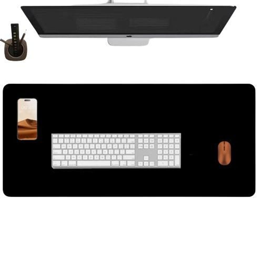 Desk Pad 160X30 Computador Notebook Em Couro + Porta Copo