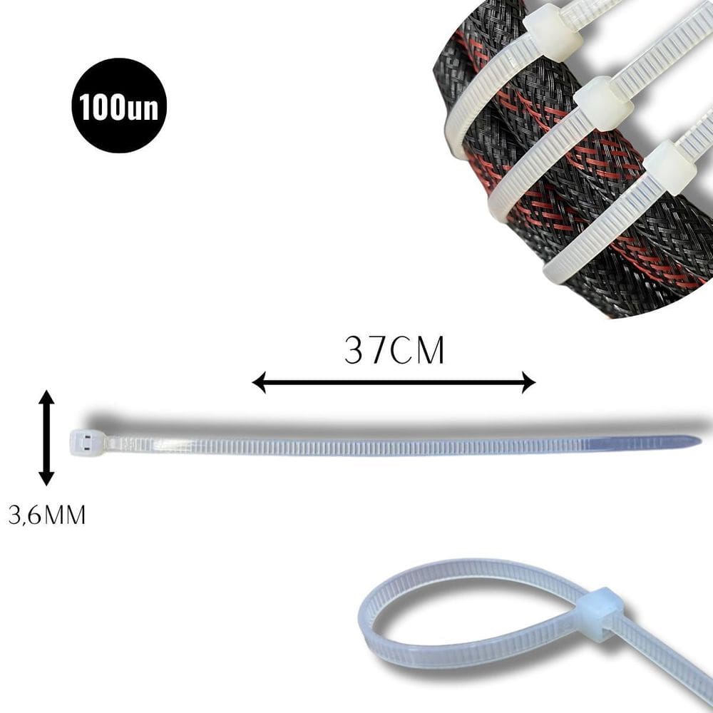 Abraçadeira Nylon Enforca 3,6 X 370Mm Kit 100 Cinta Plástica