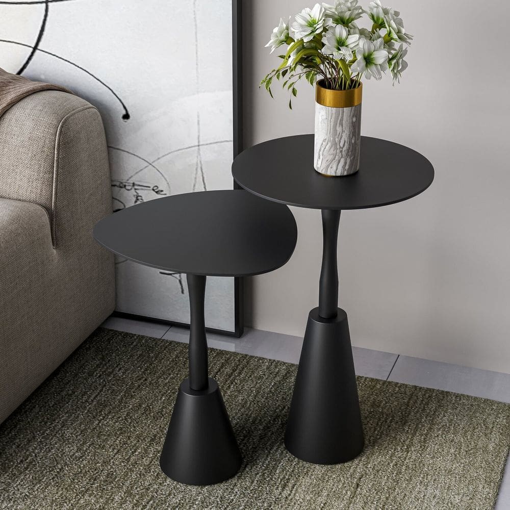 Conjunto Mesa de Canto Napoli 65x40x40cm Preto