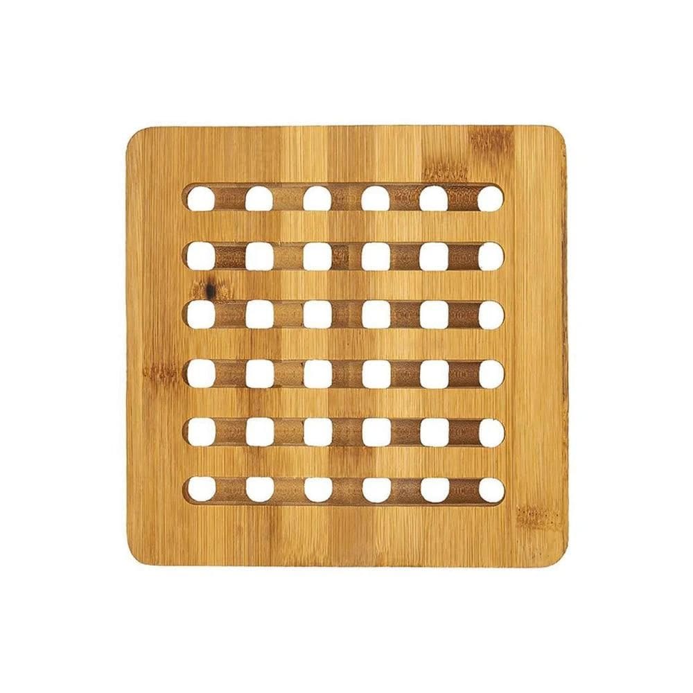 Descanso Protetor Apoio De Panela Bambu Quadrado 15Cm