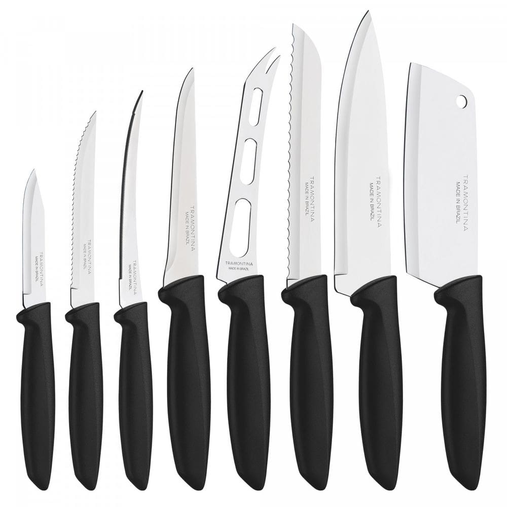 Jogo De Facas Inox Tramontina 8 Peças Preta Premium Plenus
