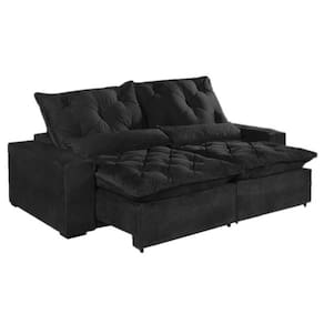 Sofá Elegance 4 Lugares Retrátil Reclinável Veludo Preto