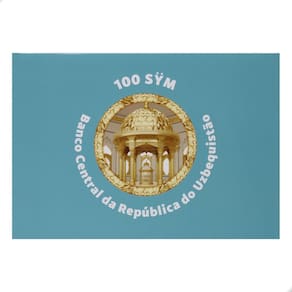 Folder Encarte para Cédula de 100 Sym Banco Central da República do Uzbequistão