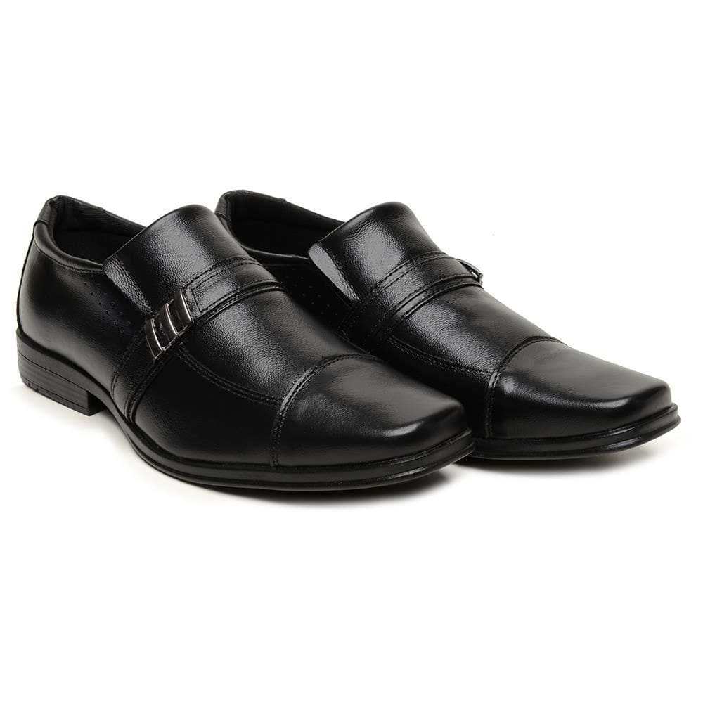 Sapato Social Masculino Couro Moderno Bico Quadrado Casual