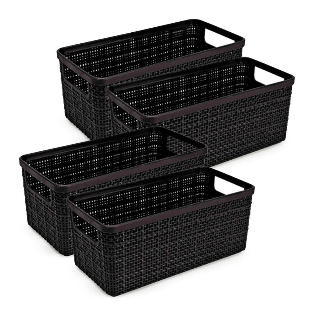 Cesto Organizador Juta Alongada Rattan Plástico Resistente