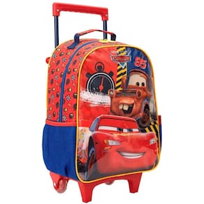 Mochila De Rodinhas 14` Carros Vermelha Meninos - Xeryus