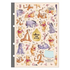 Refil Caderno Argolado (Colegial) c/ Adesivos Ursinho Pooh Tiliflex 80 Folhas - Tilibra