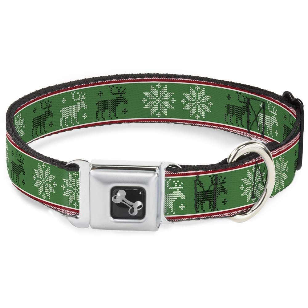 Coleira para cães com fivela Christmas Stitch Moose/Snowflakes