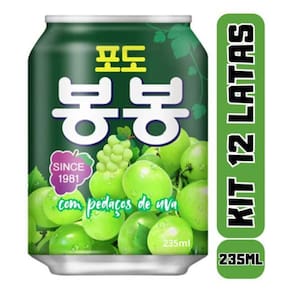 Caixa Com 12 Latas De Suco Bonbon Uva Verde Haitai