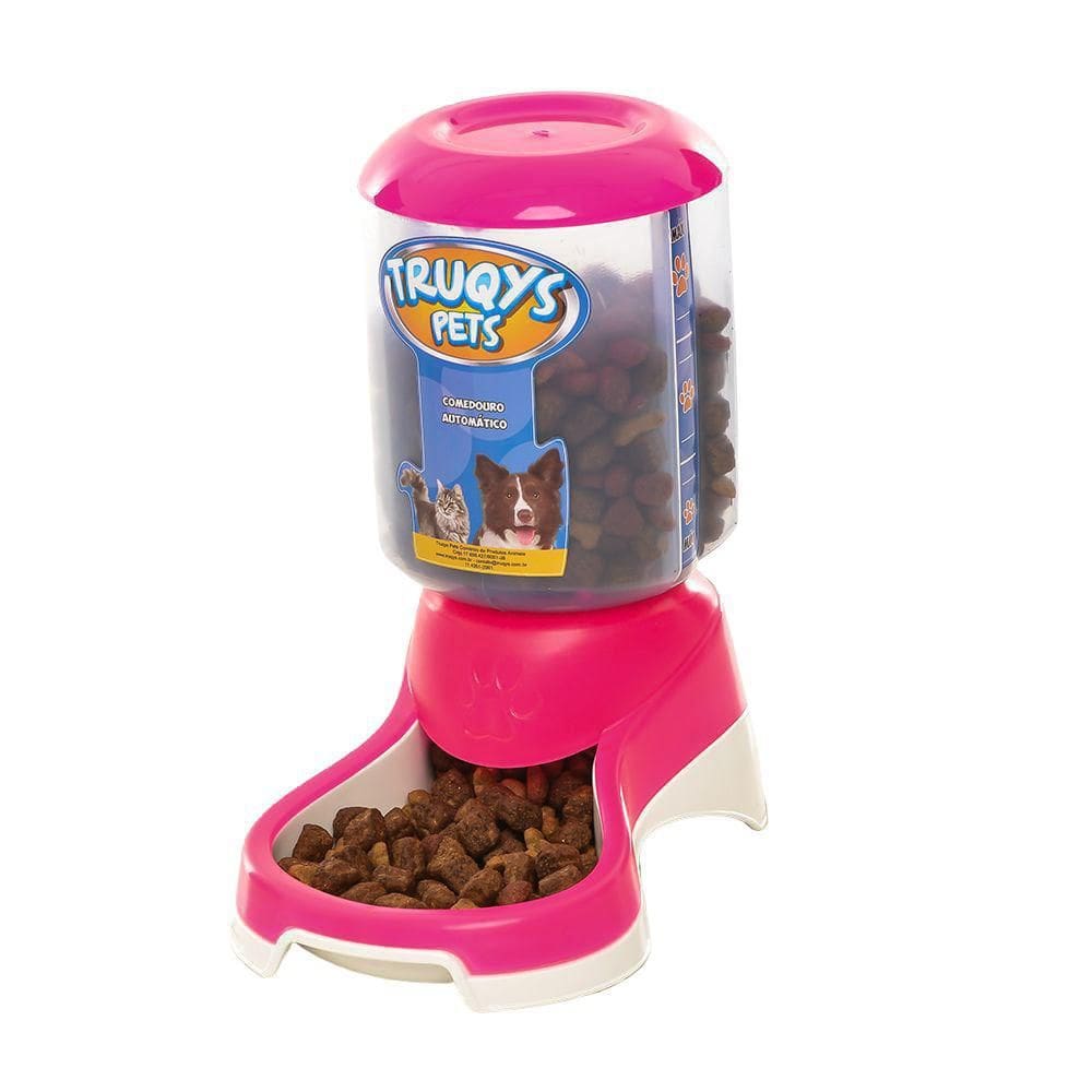 Comedouro Cães Automático Truqys Rosa 1Kg