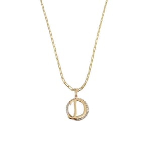 Colar Corrente 50 Cm Feminina Pingente Letra D Banhado Ouro