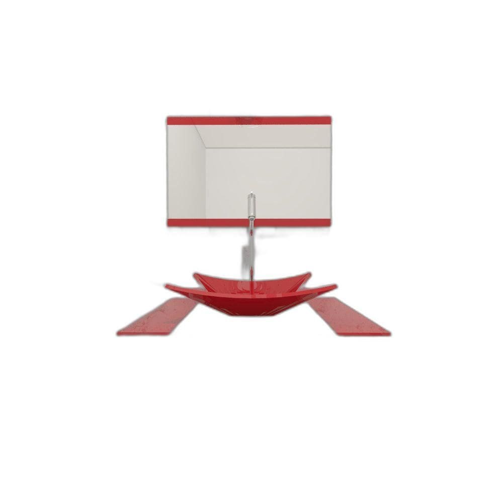Gabinete Vidro 60Cm Inox Cuba Retangular Ferrari + Torneira