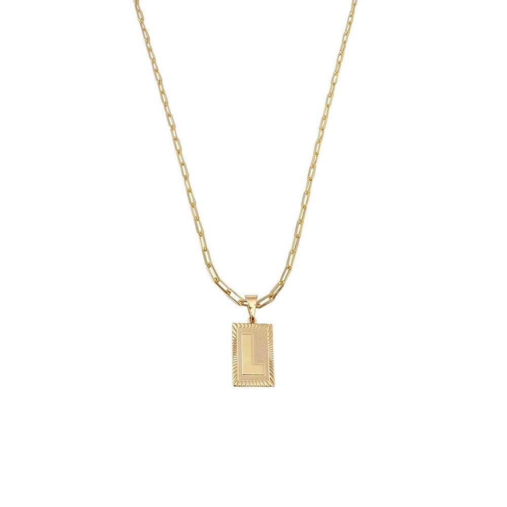 Cordão 60Cm Masculino Feminino Pingente Letra L Banhado Ouro