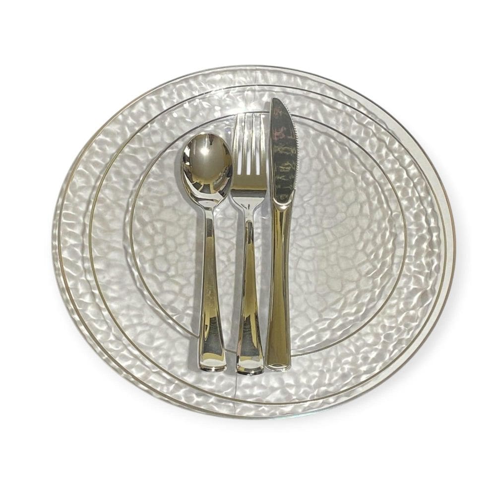 Kit Jantar 6 Pratos Acrílico 25Cm + 18 Talheres Festa