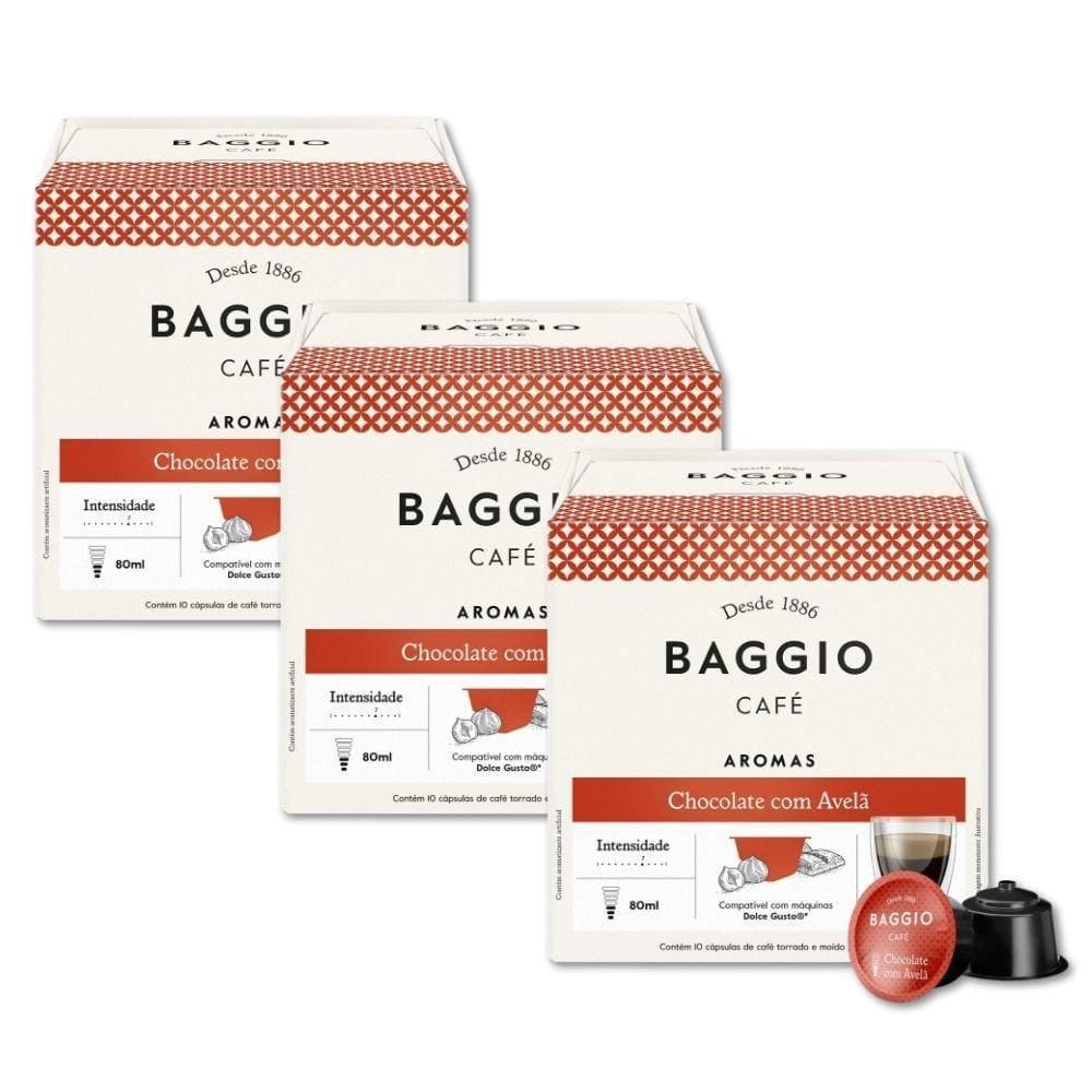30 Cápsulas Café Baggio Aromas Chocolate E Avelã Dolce Gusto