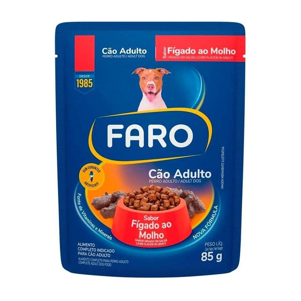 Sachê Ração Úmida Cão Adulto Sabor Fígado Ao Molho 85G Faro