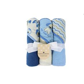 Toalhas com capuz Cudlie Buttons & Stitches Baby Boy, pacote com 3