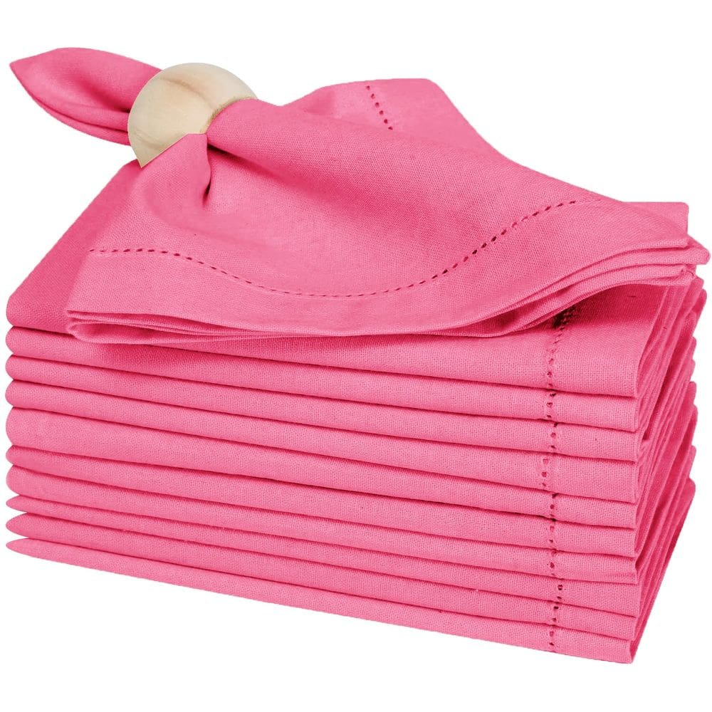 Guardanapos de jantar de tecido, roupa de cama, bainha artesanal, 100% algodão x12