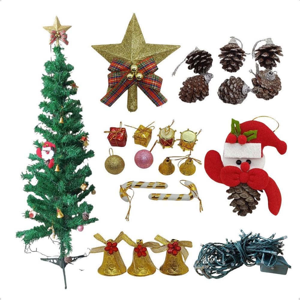 Kit Enfeites Natalinos Para Árvore De Natal Pisca Led 220V