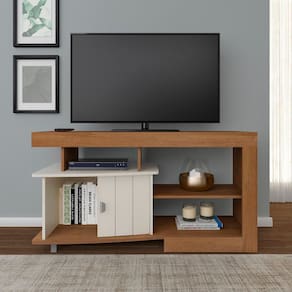 Rack para TV até 50 Polegadas 1 Porta Royal Moderno Cinamomo/Off White