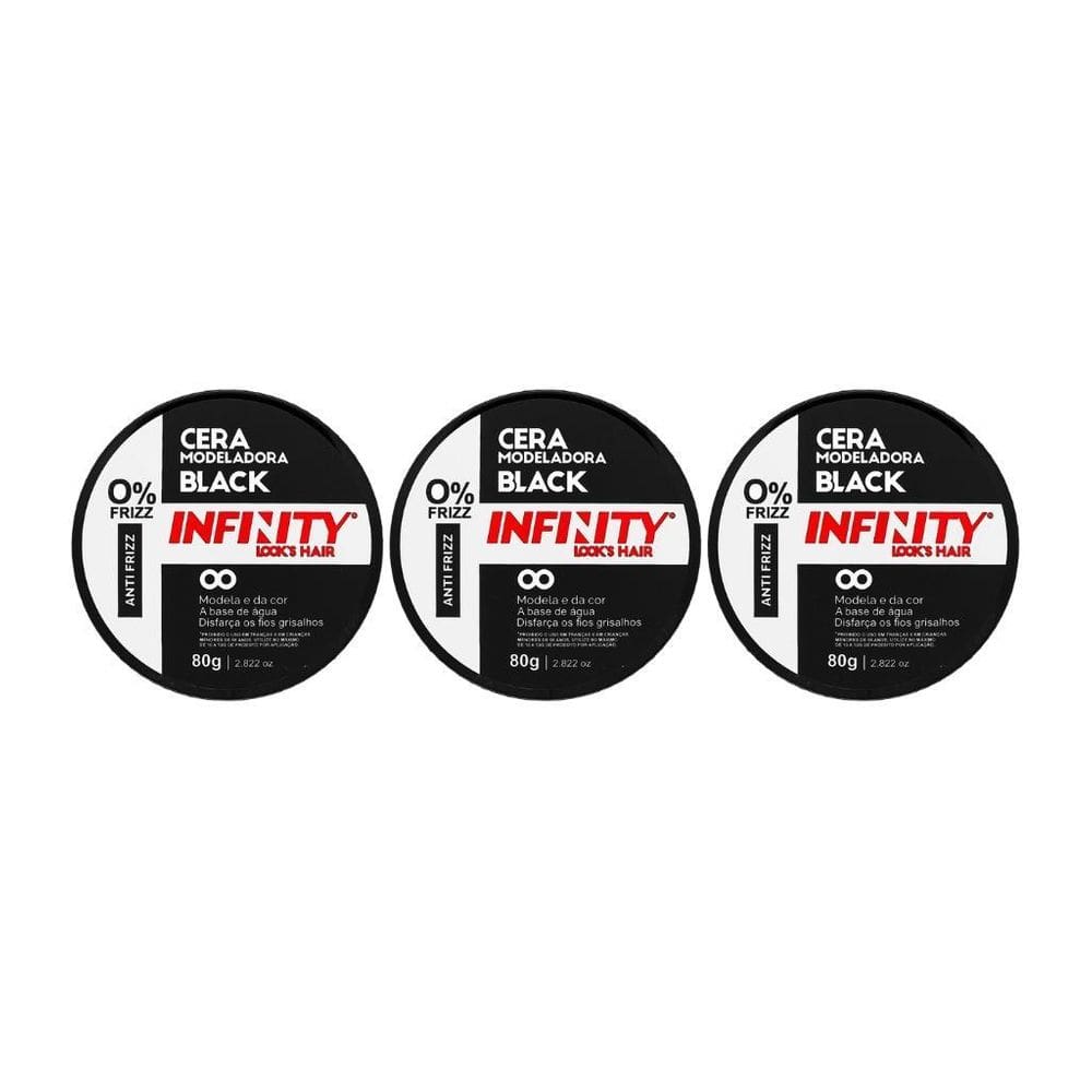 Pomada Capilar Infinity Black 80G-Kit C/3Un