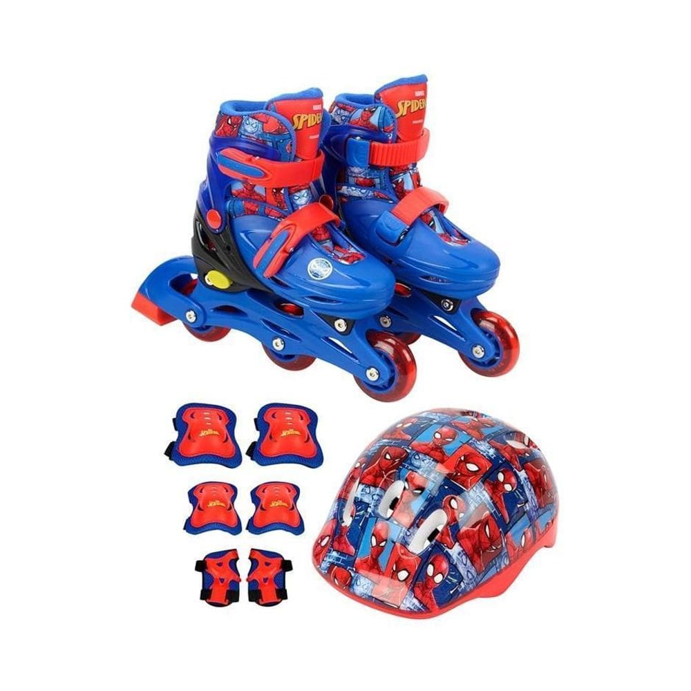Kit Patins 2 Em 1 3 Rodas Tamanho 28-31 Homem Aranha - Bbr