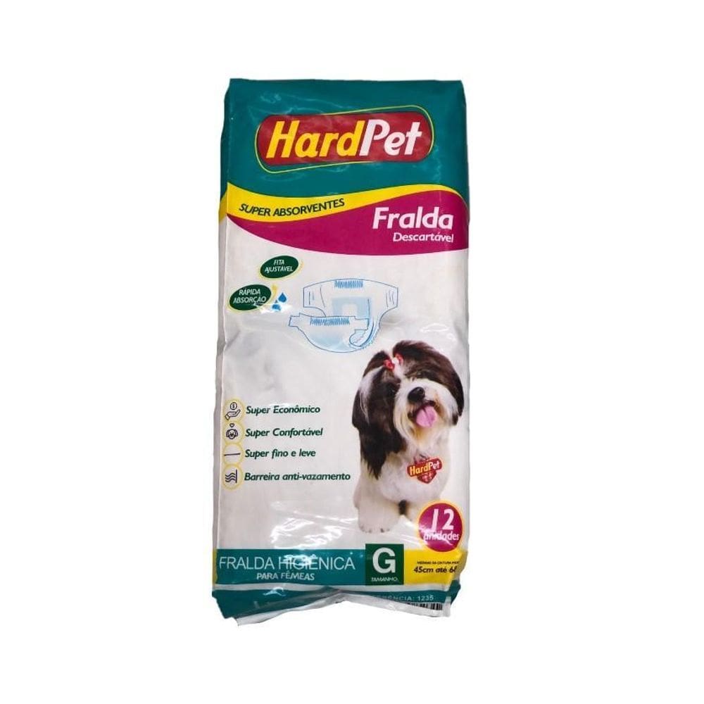 Fralda Higiênica Hard Pet Cães Fêmeas 12 Unidades Tamanho G