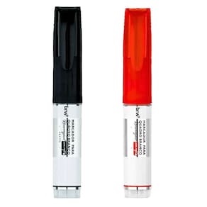 Kit 2 Pincel Marcador Quadro Branco Recarregável Com Refil Brw Preto E Vermelho