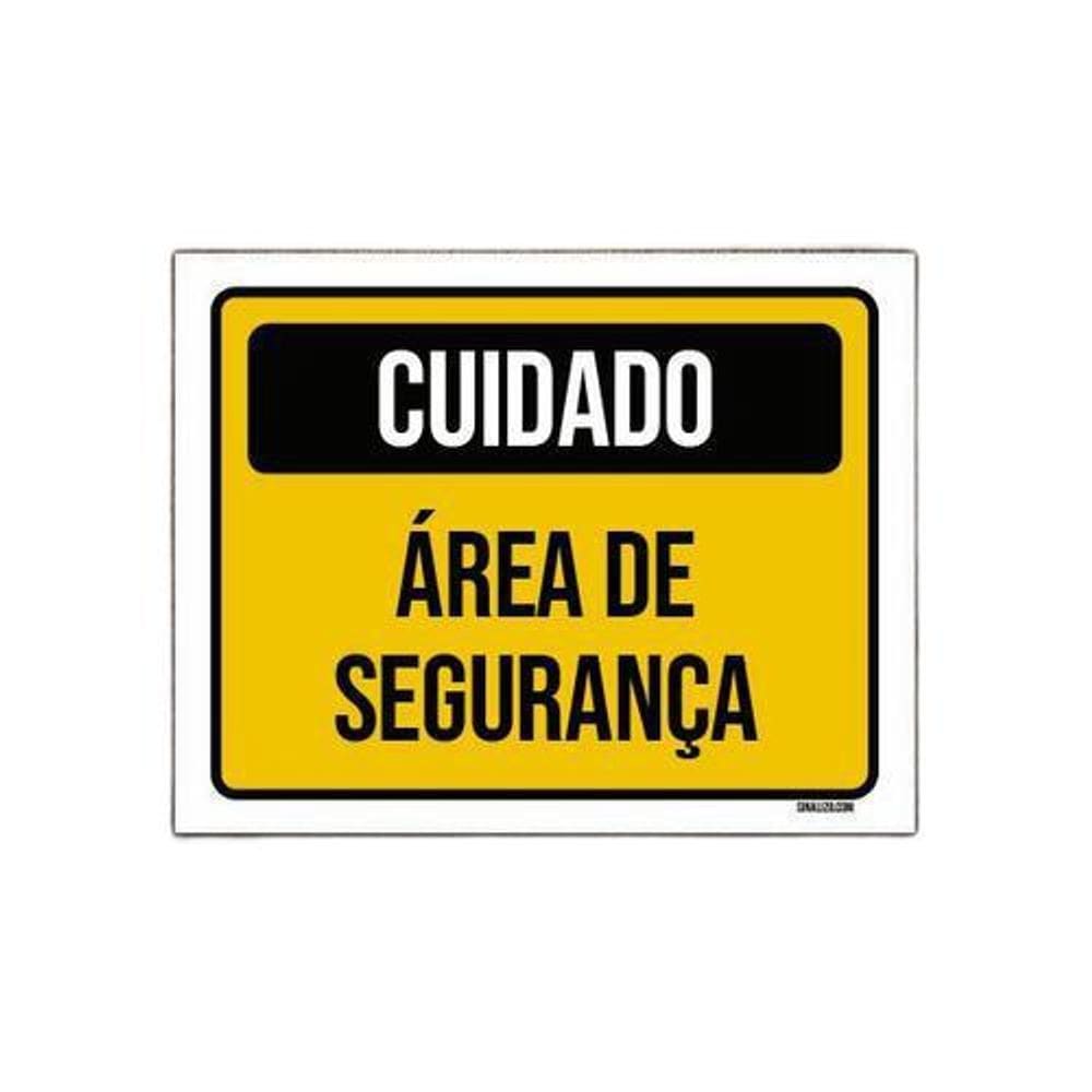 Kit 10 Placas Sinalização Cuidado Área De Segurança