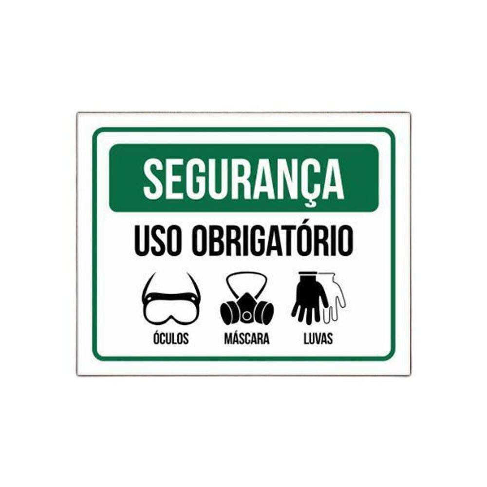 Placa Uso Obrigatório Epi Óculos Máscara Segurança
