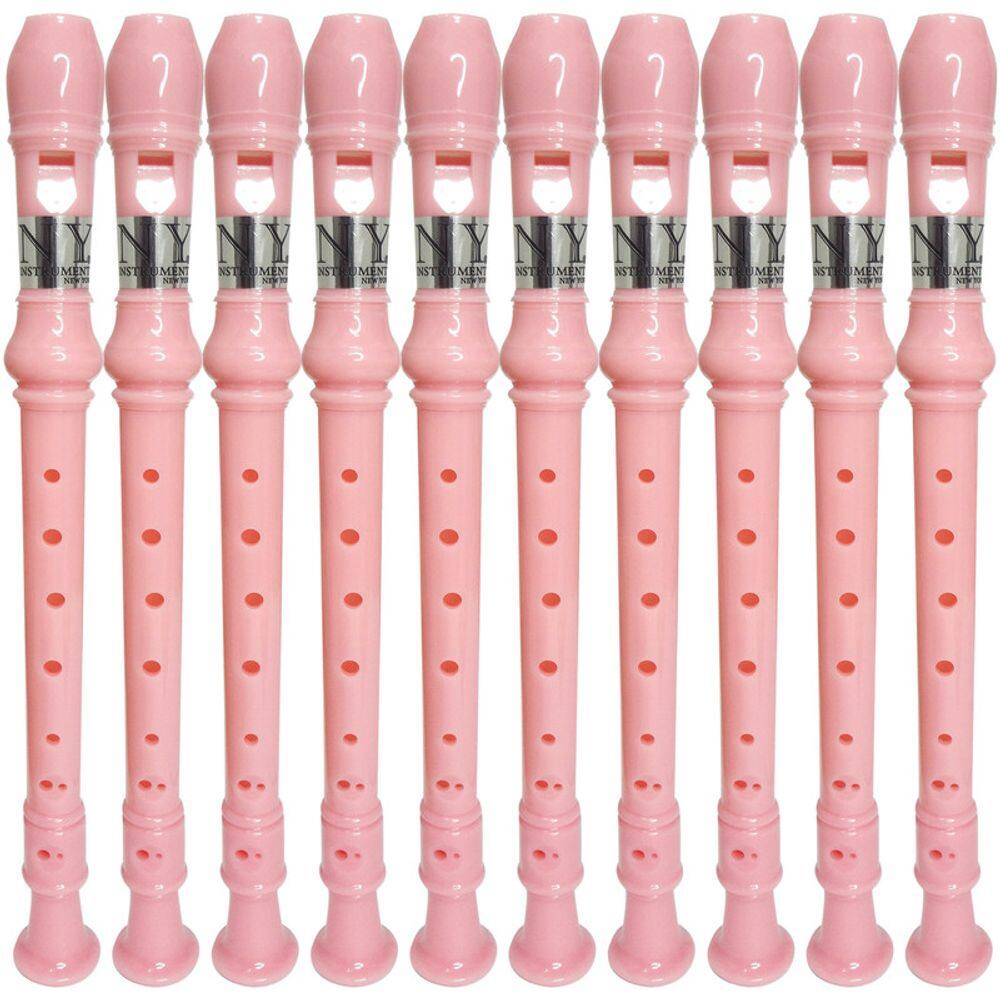 Kit 15 Flautas Doce Germânica Rosa Claro FL 20G New York