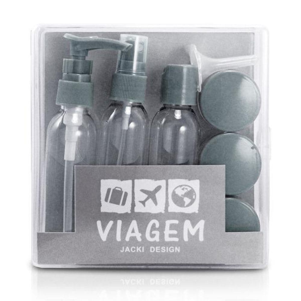 Kit De Frascos Com 9 Peças Caixa Dura - Cinza